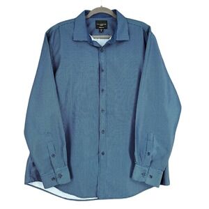 Calabrum London Mens XL Blue Dot Print Regular‎ Fit Long Sleeve Shirt